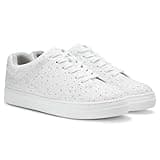 PARTY Women's Wedding Rhinestone Glitter Sneakers Low Top Platform Lace Up Comfortable Walking Shoes,White Pearl,7