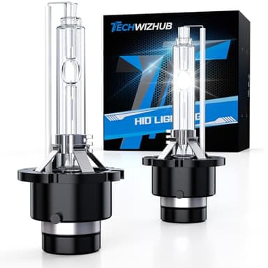 TechWizHub D2S Xenon HID bulb, 6000K Cool White High Low Beam, 35W HID Bulb Replacement 85122 66240 66040 66240CBI Bulb, Plug and Play, Pack of 2