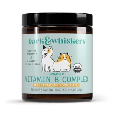 Bark & Whiskers Organic Vitamin B Complex - B Vitamins for Energy & Nervous System Support - for Cats & Dogs - USDA Certified - 0.85 oz