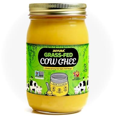 Jaiyura Grass-Fed Cow Ghee Clarified Butter 16 oz | No Preservatives or Additives | Non-GMO, Kosher & Halal Certified | Keto & Paleo Friendly | Lactose & Casein Free | 3-Year Shelf Life | Woman-Owned Brand