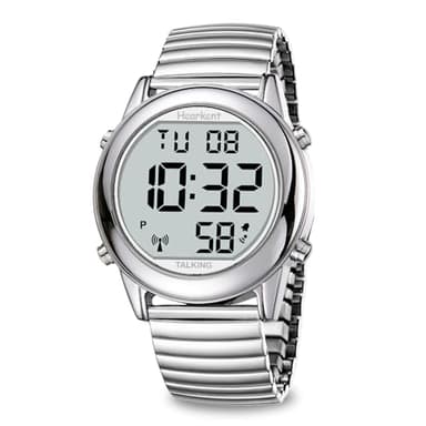 Hearkent Atomic Digital Talking Watch for Elderly Receives US Signals Automatic Time and Date Correction Big Numbers Easy to See Loud and Clear Male English Speaking