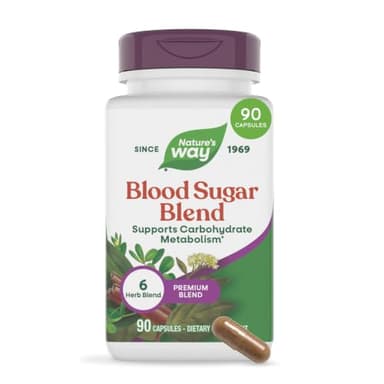 Nature's Way Blood Sugar Blend with Gymnema Extract, Supports Carbohydrate Metabolism*, Herb Blend with Vitamin A, Cinnamon, Fenugreek Extract, Bitter Melon Extract, Bilberry, and Ginger, 90 Capsules