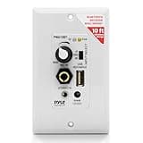 Pyle Bluetooth Receiver Wall Mount - in-Wall Audio Control with Built-in Amplifier | USB, Microphone, Aux (3.5mm) Input | Terminal Block | Connect 2 Speakers | 100 Watt - PWA15BT.5