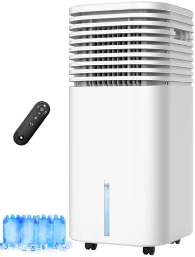 CENSTECH Portable Windowless Air Conditioner with 4 Modes&3 Speeds, 15H Timer, 2Gal Tank for 24H Cooling Swamp Cooler, 4Ice Packs, 1800CFM, 120°Swing, Remote Evaporative Air Cooler for Indoor Bedrooms