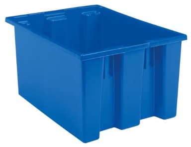 Akro-Mils 35300 Nest and Stack Plastic Storage Container and Distribution Tote, (29-1/2-Inch L x 19-1/2-Inch W x 15-Inch H), Blue, (3-Pack)
