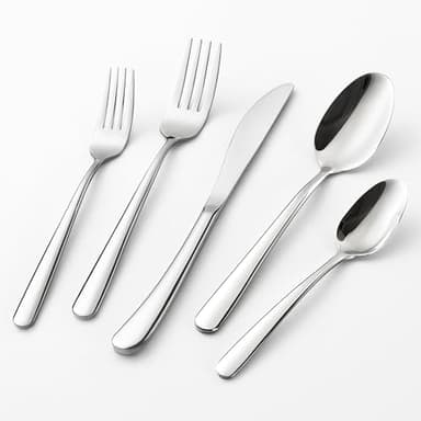 20-Piece Everyday Flatware Set for 4 People - Premium 18/10 Stainless Steel,Durable Metal 304 Feeding, Forged Mirror Satin Finish, Dishwasher Safe Cutlery