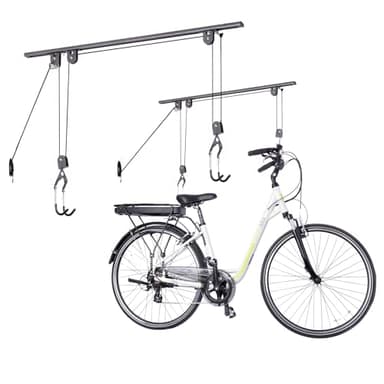 Bike Hoist Pro Ceiling Bike Rack by Delta Cycle (2-Pack) - Pre-Assembled Bike Hangers for Garage Holds Up to 100 lbs - Auto-Locking - Fully Adjustable for Any Bicycle, Kayak Hoist, Or Canoe Hoist