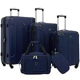 Travelers Club Chicago Hardside Expandable Spinner Luggages, Navy Blue, 5 Piece Set, TCL-77995-410
