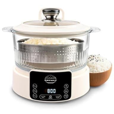 3L Low Carb Rice Cooker, 800W Low Sugar Rice Cooker With 4-Stage Lift Draining Tech, Stainless Steel Inner Pot, Healthy Digital Rice Maker For White And Brown Grains, Oatmeal, Steam, Soup, Sleek Design For Home Kitchen
