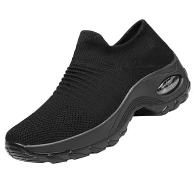 Non Slip Work Shoes Women, Walking Shoes Women, Work Gym Nurse Mesh Casual Fashion Sneakers Comfort Breathable Lightweight (All Black, Adult, Women, 8.5, Numeric, US Footwear Size System, Medium)
