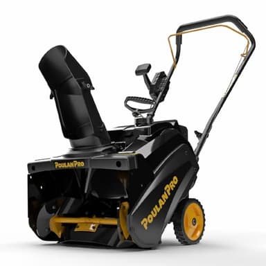 Poulan Pro Snow Blower Gas Powered, Single Stage 18 Inch Gas Snow Thrower with Electric Start, 190° Remote Chute Control, Steel-Reinforced Rubber Auger, Compact, Lightweight Design