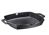 Bruntmor 13-Inch Cast Iron Grill Pan Pre-Seasoned Cast Iron Pan for Stovetop and Outdoor Use - Induction Compatible Griddle Cookware with Ridges for Steak, Meats, and Vegetables