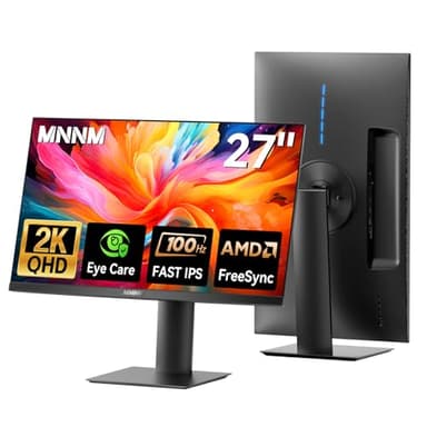 27 Inch Computer Monitor - Fast IPS 2K QHD 2560 x 1440 Desktop Monitor 100Hz FreeSync 100% sRGB TÜV Eye Care PC Gaming Screen Support Vesa Height/Tilt/Swivel/Pivot for Office Work (HDMI 2.0 & DP1.4)