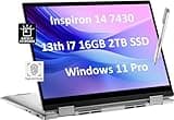 Dell Inspiron 14 7430 2-in-1 Business Laptop (14" FHD+ Touchscreen, Intel 10-Core i7-1355U, 16GB LPDDR5 RAM, 2TB SSD, Active Stylus) Backlit, FP, FHD Webcam, Inspiron 7000, Win 11 Pro, Silver