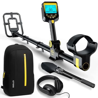 Metal Detector for Adults Waterproof - 2000mAh Chargeable Professional Cordless Gold Detector with LCD Display, Retractable Foldable Higher Accuracy Metal Detector with 10" IP68 Coil - OKESAM