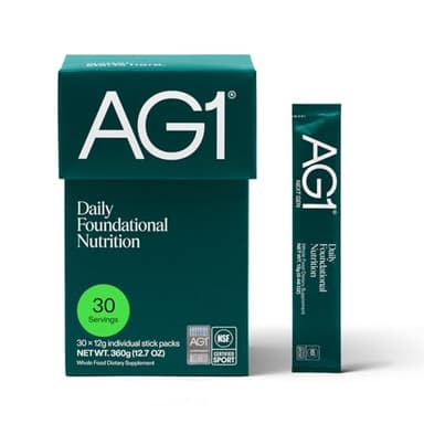 AG1 Multivitamin for Men & Women, Greens Powder Supplement, Probiotic, Gluten Free, Vegan, Keto | 75 Vitamins | Improve Gut Health | (Athletic Greens) Travel Packs 30ct, No Shaker, Classic Formula