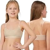 iMuchic Girl Dance Bra - Seamless Wireless Elastic Bras with 2 Pair Adjustable Replace Clear Straps Silicone Covers