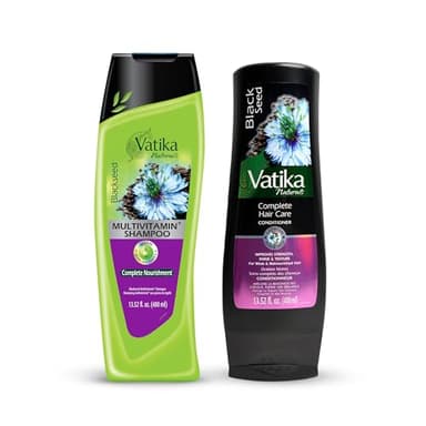 Vatika Naturals Blackseed Shampoo & Conditioner Combo 400ml | Repairs Damaged Hair, Controls Frizz, Prevents Dryness, Strengthens Roots, Adds Shine | Nourishing Turkish Blackseed Hair Care