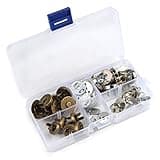 TIMESETL 20Set 14/18mm Magnetic Snap for Purse Magnetic Bag Fastener Clasp Button with Storage Box - Silver/Antique Brass