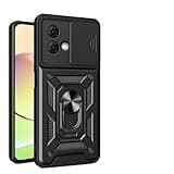 Kukoufey Motorola Moto G84 5G Compatible PU+TPU Phone Case with Sliding Camera Lens Cover, Black
