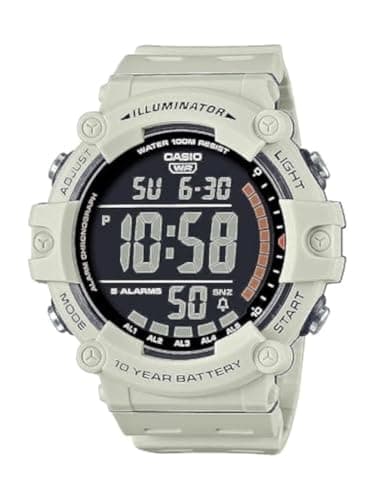 Casio Illuminator 10-Year Battery LED Back Light 5-Alarm Chronograph Digital Watch AE1500WH-8B2V