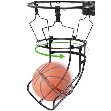 KingDolly 360° Swivel Track Basketball Return Attachment, Basketball Rebounder with 3 Anti-Slip Buckles, Ball Return for Basketball Hoop for Solo Practice, Shooting Training Indoor/Outdoor