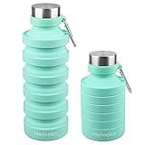 Nefeeko Collapsible Foldable Water Bottle, 27oz Reuseable BPA Free Silicone Portable Leak Proof Sports Water Bottle with Carabiner for Travel Gym Camping Hiking