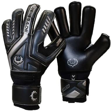 Renegade GK Talon Blackhawk Goalie Gloves with Pro-Tek Fingersaves | 4mm Hyper Grip & Duratek | Black Soccer Goalkeeper Gloves (Size 5, Kids, Boys, Girls, Roll Cut, Lvl 3)