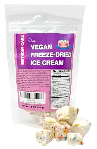 Vegan Freeze-Dried Ice Cream, Freeze Dried Ice Cream, Dairy-Free Snack, Vegan Candy, 2 Ounce (Birthday Cake)
