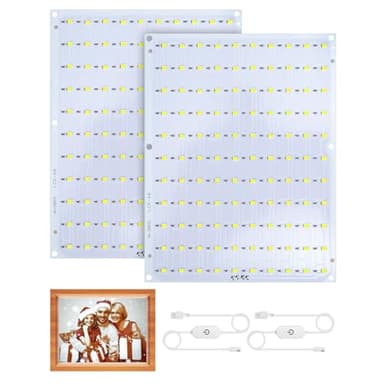 Lithophane LED Backlight Board Kit for BambuLab Sunlu CMYK Monochrome PETG PLA Filament 3D Printed Lithophanes, 156x120mm, 6500K White Light Kit, Adjustable Brightness, Powered via USB-C, 2 Pack