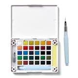 SAKURA Koi Pocket Field Sketch Kit - Watercolor Sets for Painting On the Go - 30 Colors - 1 Water Brush - 1 Sponge - 1 Mixing Palette