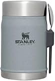 Stanley Classic Food Jar and Spork 14 oz | Vacuum Insulated Thermos Food Container | Wide Mouth Screw On Lid | Packable for Travel | Stainless Steel with Leakproof Lid | BPA-Free | Hammertone Silver