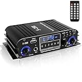 Romicta 4 Channel Bluetooth 5.0 Stereo Amplifier, 50Wx4 HiFi Power Amp, 1200W Max, USB/SD/FM, Class D Home Audio Receiver for Home Theater & Karaoke, Includes Remote & Power Adapter