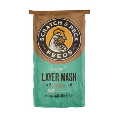 Scratch and Peck Feeds Whole Grain Layer Mash Chicken and Duck Feed - 40 lbs Bag - Corn-Free and Soy-Free - 16% Protein, Certified Organic and Non-GMO Project Verified Chicken Food