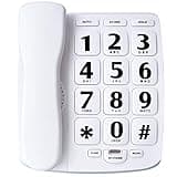 Big Button Phone for Elderly, JeKaVis J-P02 Amplified Phones for Hearing Impaired Aid Home Corded Phone for Seniors Landline Telephone for Low Vision Assist Telephone White