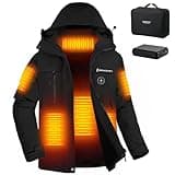 Brimekey Heated Jacket for Women with Fleece Lining 12000mAh Battery Pack Windproof Waterproof Women's Heated Coat Skiing Hunting