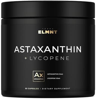 Astaxanthin 24mg + Lycopene 50mg Clinical Strength Carotenoids Skin Supplement w. 100% Natural from MicroAlgae - Best Astaxanthin Supplements for Skin Health & Pigmentation - Astaxantina