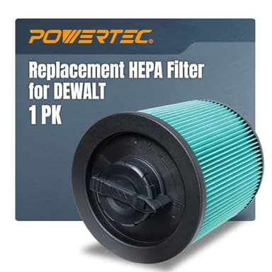 POWERTEC DXVC6914 HEPA Cartridge Filter for DeWalt 6-16 Gal. Wet/Dry Vacuums, Shop Vac Filters for DXV09PA, DXV10S-QT, DXV09P-QTA, DXV06P-QT, DXV10P-QT Shop Vacuum, 1 Pack (75121)