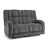 MCombo 64.6" Power Reclining Loveseat Sofa with Adjustable Headrest, Heat and Vibration, USB Typr C Charge Ports for Living Room 6855(Dark Grey)