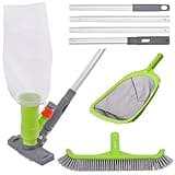 Sepetrel Deluxe Swimming Pool Cleaning Kit with Spa Jet Pool Vacuum Cleaner,Pool Brush, Semi-deep Skimmer Net & Adjustable 57.5-inch Pole,Ideal for Cleaning Above Ground Pools, Inflatable Pool
