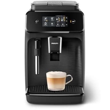 Philips 1200 Series Fully Automatic Espresso Machine, Classic Milk Frother, 2 Coffee Varieties, Intuitive Touch Display, 100% Ceramic Grinder, AquaClean Filter, Aroma Seal, Black (EP1220/04)