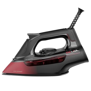 CHI Steam Iron for Clothes, 300+ Holes for Powerful Steaming, Temperature Dial, 1700 Watts, XL 10’ Cord, Auto Shutoff, Lava Infused Ceramic Soleplate, Black (13130)