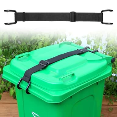 Metal Non-Slip Double Claw Trash Can Lid Lock, Adjustable Animal-Proof & Windproof Garbage Can Lock, Universal Fit for 28-96 Gallon Outdoor Bins (1)