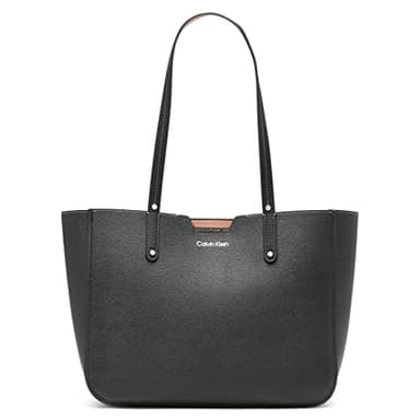 Calvin Klein Dilan Novelty Organizational Tote, Black/Silver Textured
