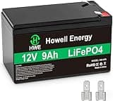 HWE Energy 12V 9Ah Lithium Battery, Deep Cycles Rechargeable LiFePO4 Battery with 4000+ Cycles and Smart 15A BMS for Small UPS, Alarm System, Fish Finder, Lighting, Power Wheels and Ride-on Toy etc