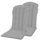 YEFU Adirondack Chair Cushion, Thin Rocking Chair Cushions with Straps Set of 2, Folding Patio Chair Pad for Indoor and Outdoor, 19.7x18.9x1.5 Inch, Gray