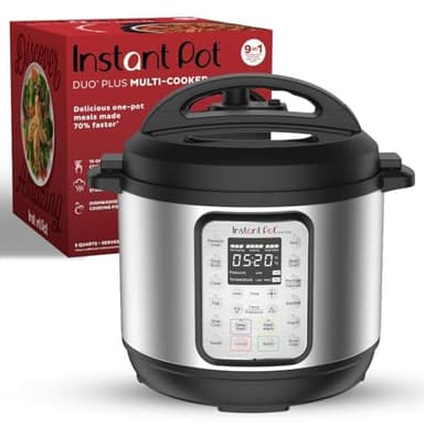 Instant Pot Duo Plus 9-in-1 Multicooker, Pressure Cooker, Slow Cook, Rice Maker, Steamer, Sauté, Yogurt, Warmer & Sterilizer, Includes App With Over 800 Recipes, Stainless Steel, 6 Quarts
