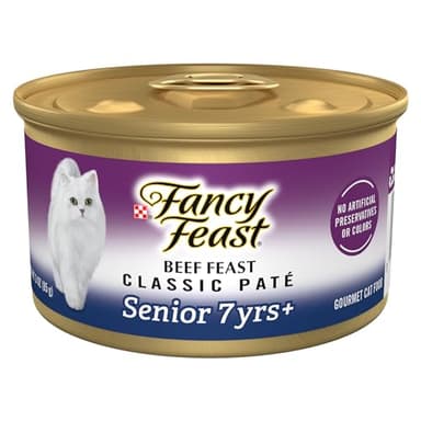 Purina Fancy Feast Senior Wet Cat Food 7 Years Plus Beef Feast Pate - (Pack of 24) 3 oz. Cans