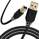 6FT USB Printer Cable, USB A to USB B 2.0 Extension Cable 6FT, High Speed Printer Cord to Computer, USB to Printer Cable for Canon, HP, Epson, Brother, Dell, Lexmark, Epson Printer USB B Cable-Black