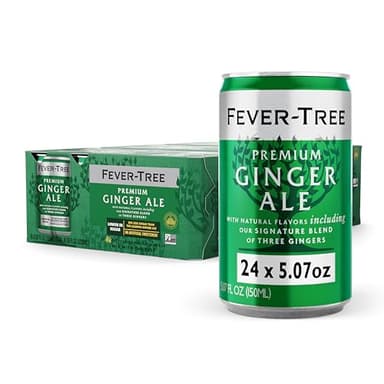 Fever Tree Ginger Ale - Premium Quality Mixer - Refreshing Beverage for Cocktails & Mocktails. Naturally Sourced Ingredients, No Artificial Sweeteners or Colors - 150 ML Cans - Pack of 24